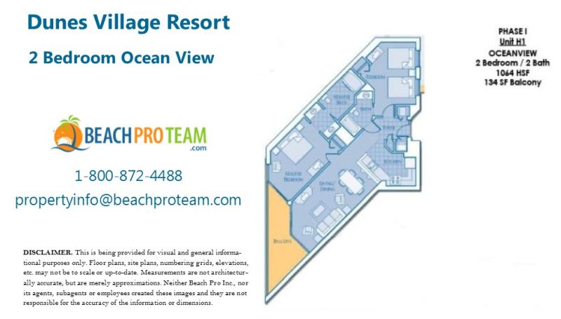 Dunes Village I Floor Plan H1 - 2 Bedroom Ocean View